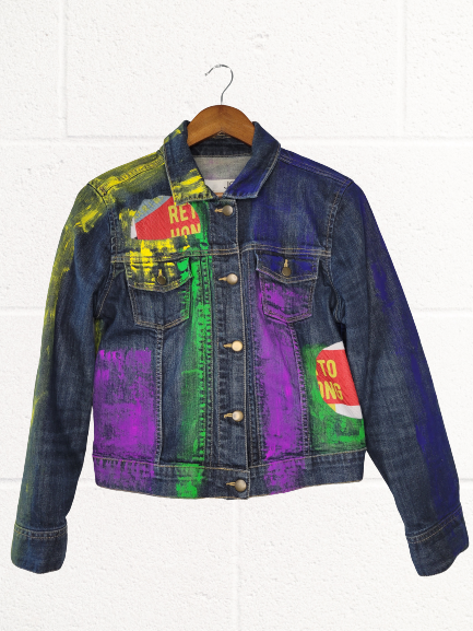 Hand-painted psychedelic Vintage Denim Jacket - Flaura Rose
